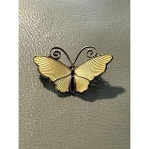 Vtg David Andersen D-A Norway Sterling Yellow Enamel Butterfly Brooch Signed 766